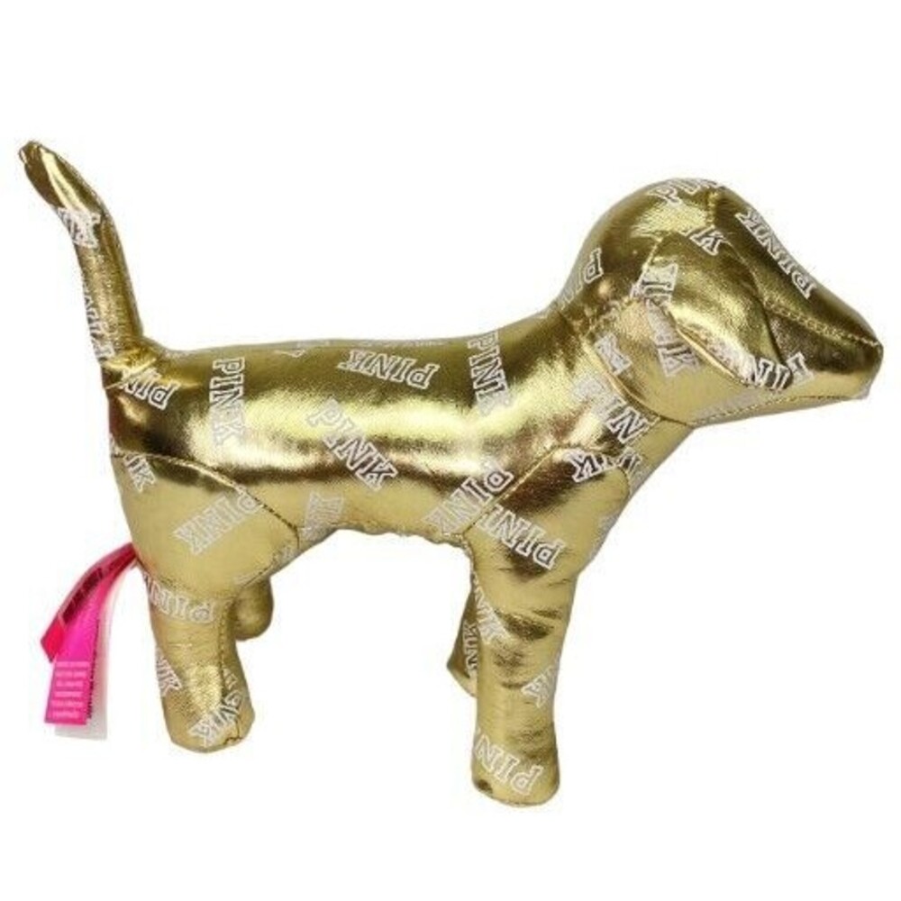 Victoria's Secret Pink VS 8" Plush Metallic Gold Dog Stuffed Animal Figure 2014 - Picture 2 of 7